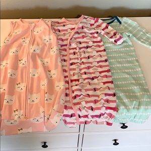 Lot of 3 Baby Girl Sleep Sacks/Gowns